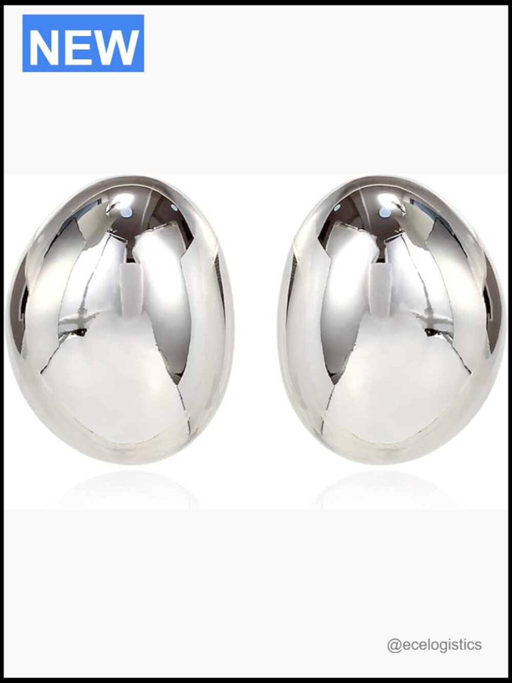 Chunky Oval Dome Hoop Earrings, Non-Tarnish Statement Drops